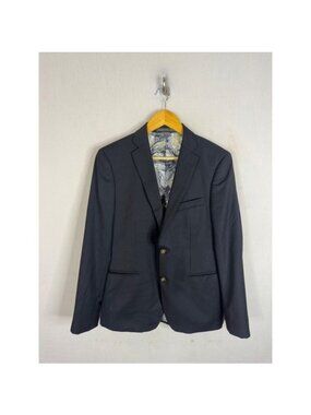 Indochino Mens Black Wool Blazer Starry Night Art Lining Jacket Men 38R